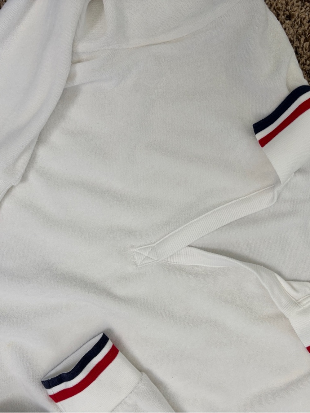 Boston Proper White Two-Piece Terry Polo Top & Short Set with Red and Navy Trim - Picture 5 of 5